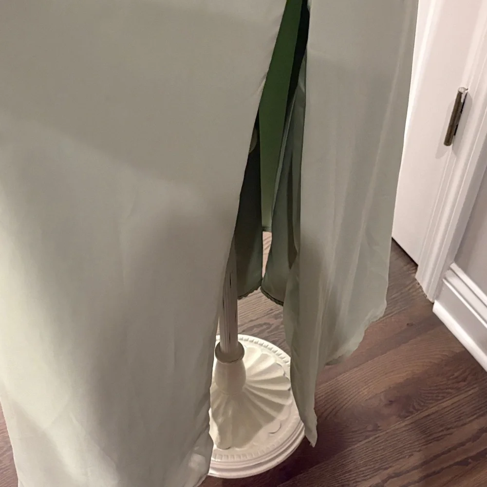 Chic One Shoulder Dress in Soft Sage Green - Picture 3 of 11